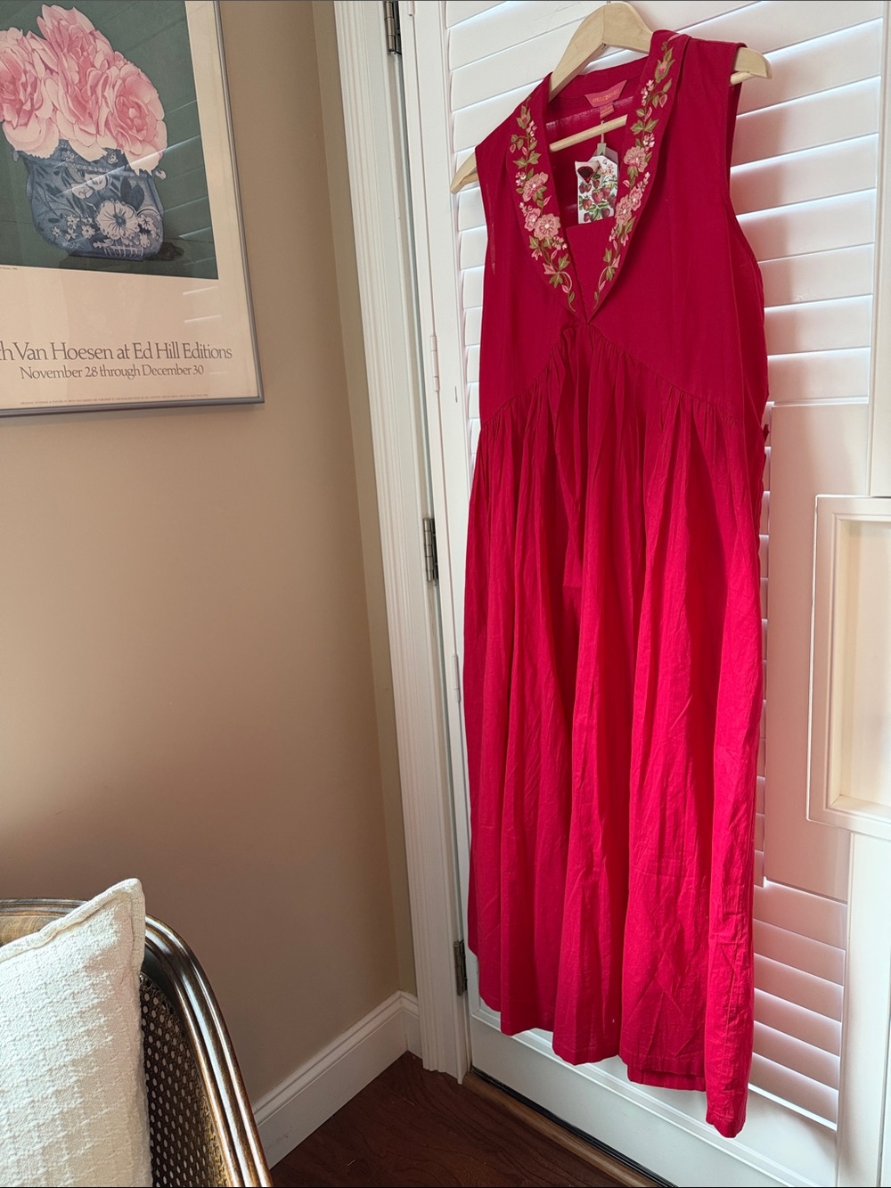 April Cornell Picnic Dress Raspberry sleeveless